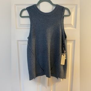 Broshu Walker Aimi cross-back sweater in nester blue